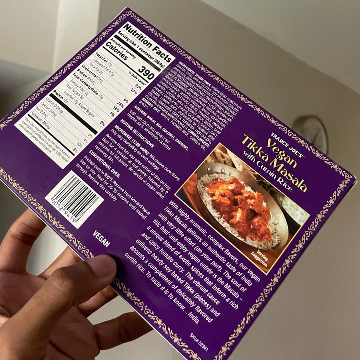 photo of Trader Joe's Vegan Tikka Masala with Cumin Rice shared by @joespfh on  21 Sep 2021 - review