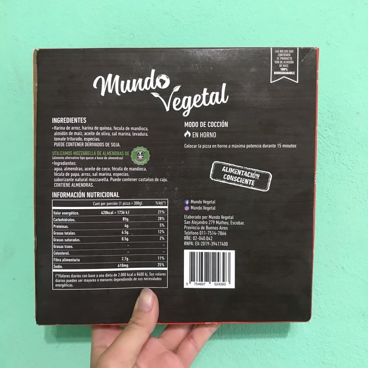 photo of Mundo Vegetal Pizza Congelada shared by @michyaguera on  02 Jan 2022 - review