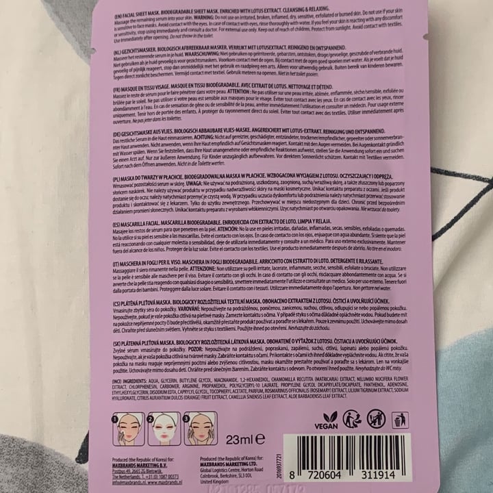 photo of Face sheet mask Lotus Extract shared by @prilevy on  13 Jun 2022 - review