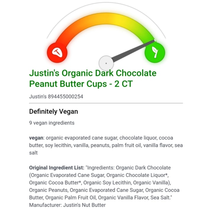photo of Justin's Dark Chocolate Peanut Butter Cups shared by @veggieassassin on  13 Feb 2021 - review