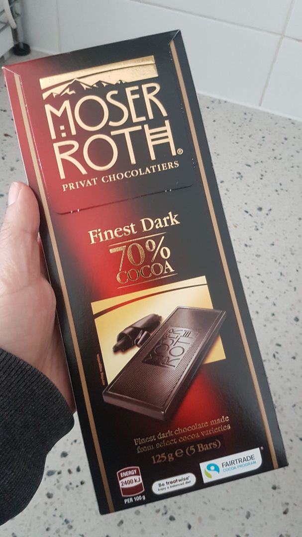 photo of Moser Roth 70% Dark Chocolate Bar shared by @kmazz on  29 May 2020 - review