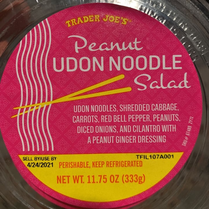 photo of Trader Joe's Peanut Udon Noodle Salad shared by @angelicabiancaa on  23 Apr 2021 - review