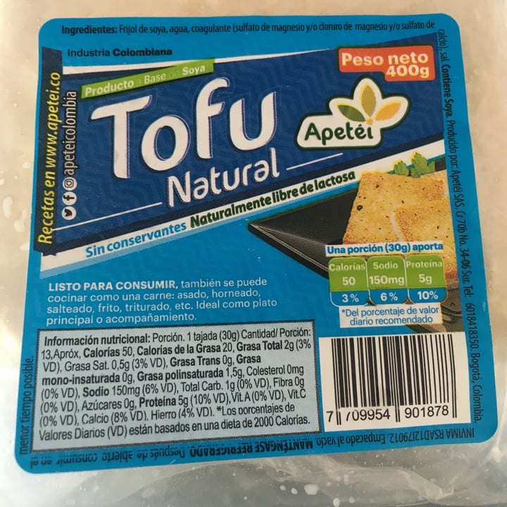 photo of Apetei Tofu natural shared by @marianatejada28 on  30 Mar 2022 - review