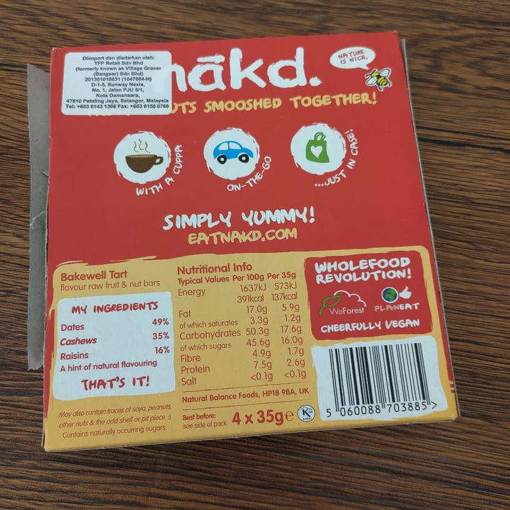photo of Nākd. Nakd Bakewell Tart shared by @stevenneoh on  04 Feb 2022 - review