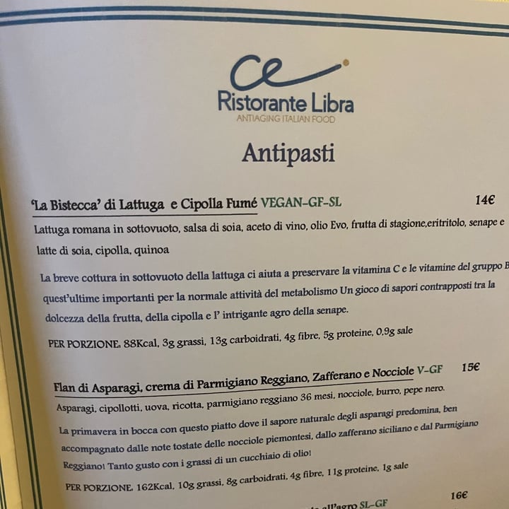 photo of Libra Ristorante Cucina Evolution - Gluten Free La “bistecca” di Lattuga E Cipolla Fumé shared by @kiara1204 on  21 Aug 2022 - review