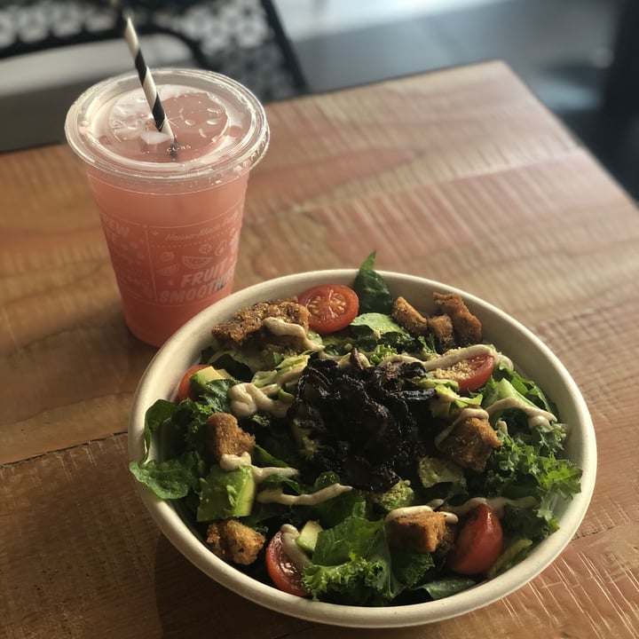 photo of by CHLOE. Covent Garden Kale ceaser salad with shiitake bacon and GF shared by @missmaisiemac on  31 Dec 2020 - review