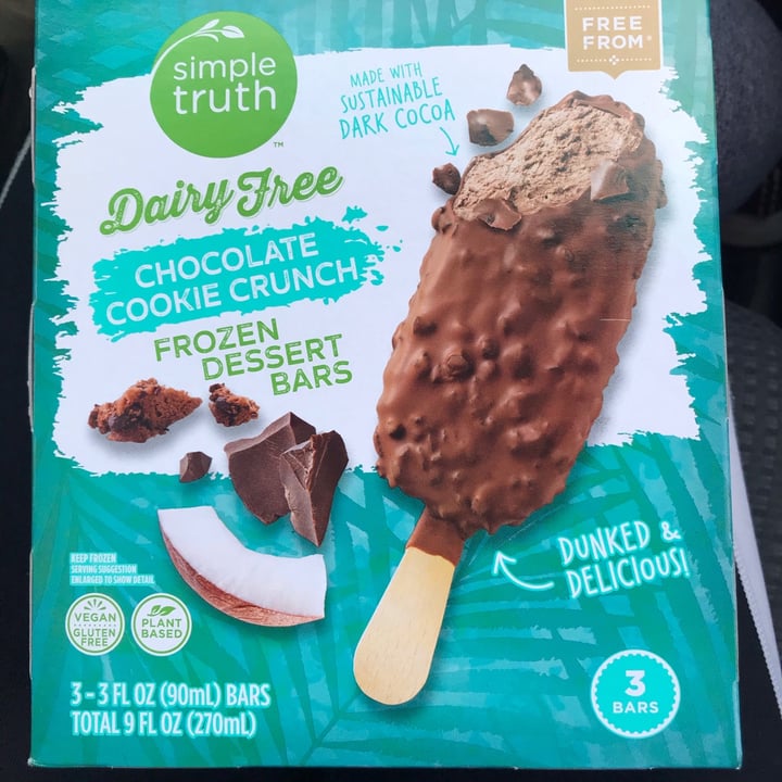 photo of Simple Truth Dairy free chocolate cookie crunch frozen dessert bars shared by @mallory17 on  29 Mar 2021 - review