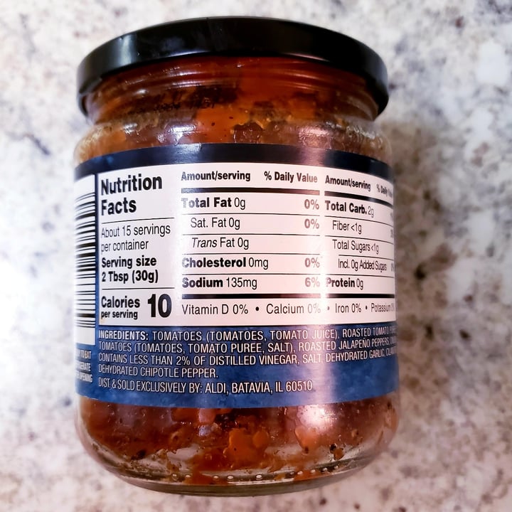 photo of ALDI Specially Selected Roasted Chipotle Salsa shared by @veganmeg on  18 Sep 2021 - review