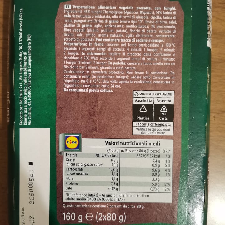 review photo of Vemondo Burger Vegetali con Funghi shared by @giuliagraziano on 16 Jun 2022 - review