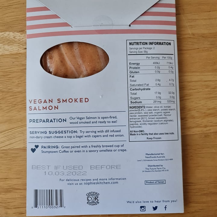 review photo of Sophie's Kitchen Vegan Smoked Salmon shared by @thebeast on 22 Oct 2021 - review