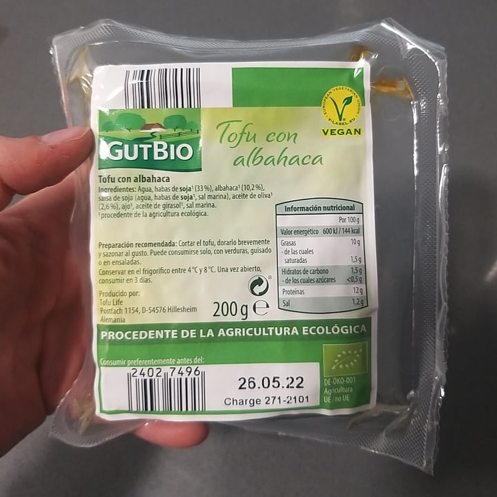 photo of GutBio Tofu con Albahaca shared by @3agonm on  08 Nov 2021 - review