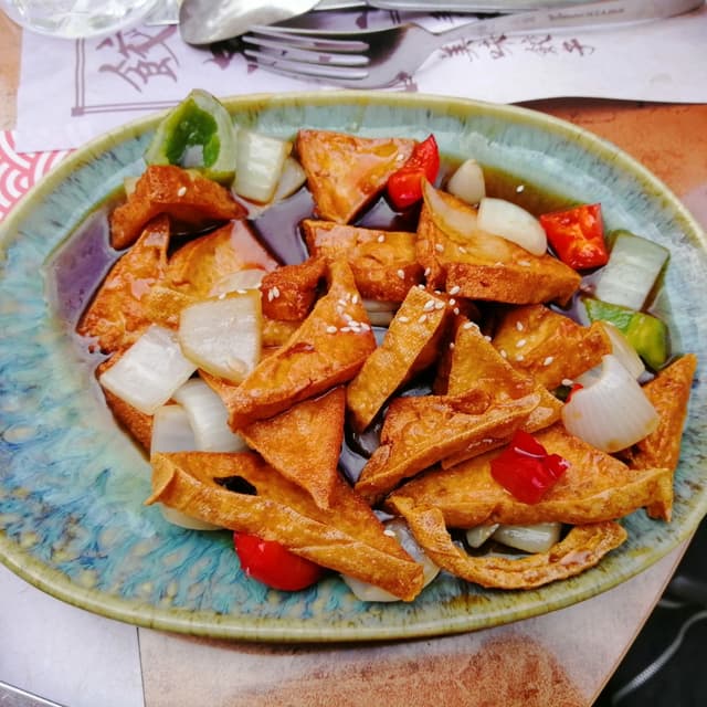Photo of the dish “Tofu fritto in agrodolce”