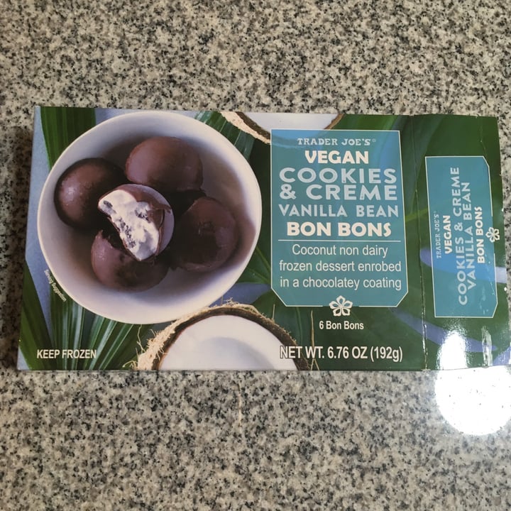 photo of Trader Joe's Vegan Cookies & Cream Vanilla Bean Bon Bons shared by @healthyveganfood101 on  28 Dec 2021 - review