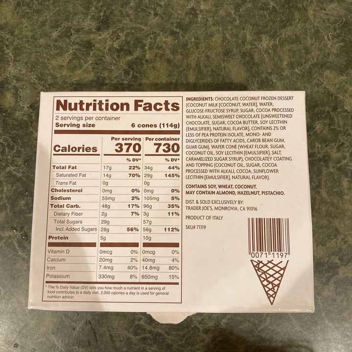 photo of Trader Joe's Hold the Dairy Mini Coconut Non-Dairy Frozen Dessert Cones shared by @tammydillon on  17 May 2022 - review