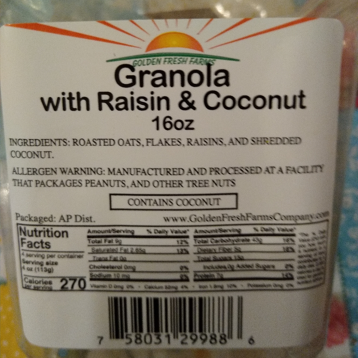 Granola- with Raisin & Coconut at Golden Fresh Farms - Review by ...