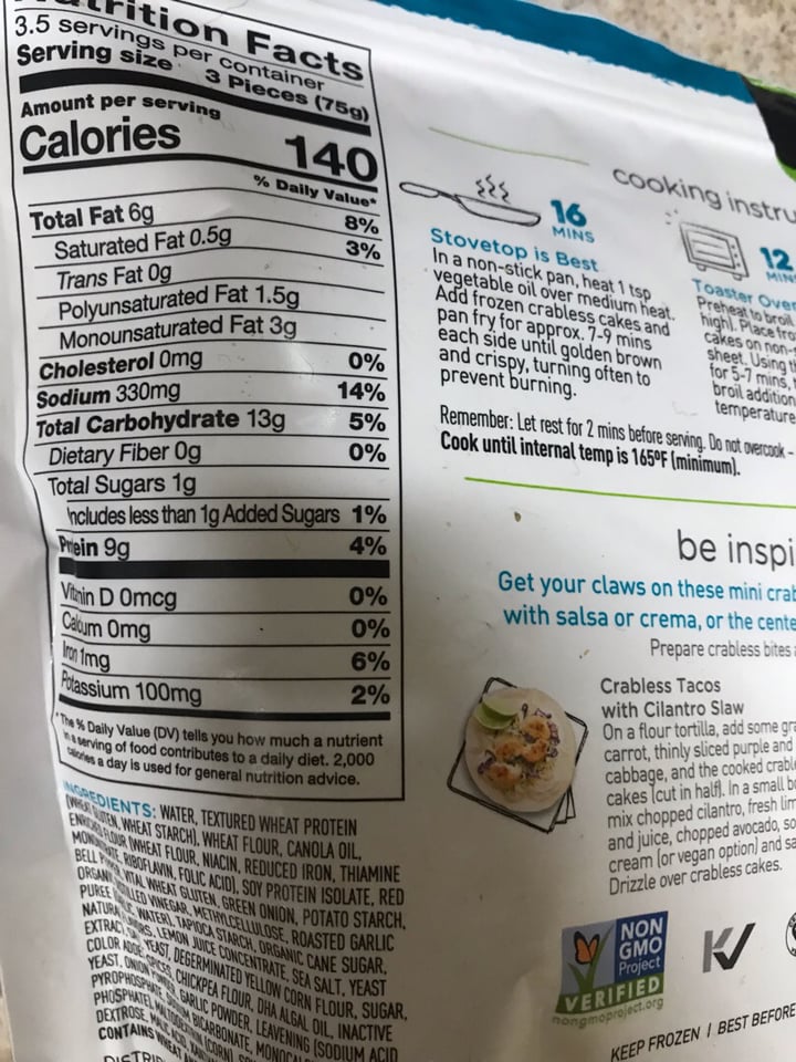 photo of Gardein Mini Crispy Crabless Cakes shared by @vegasauras on  10 Jan 2020 - review