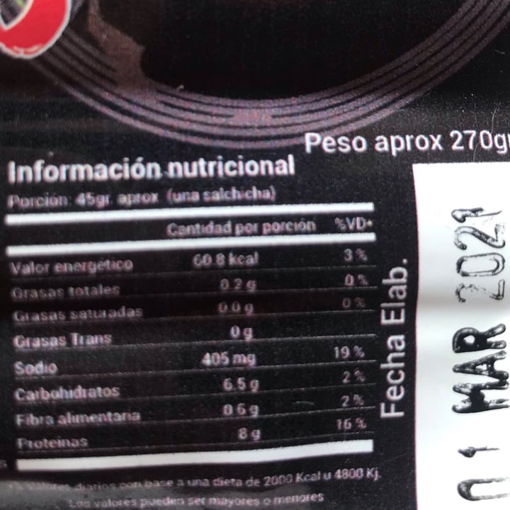 review photo of Fusión vegana Salchichas Veganas tipo Viena shared by @nanuhry on 12 Mar 2021 - review
