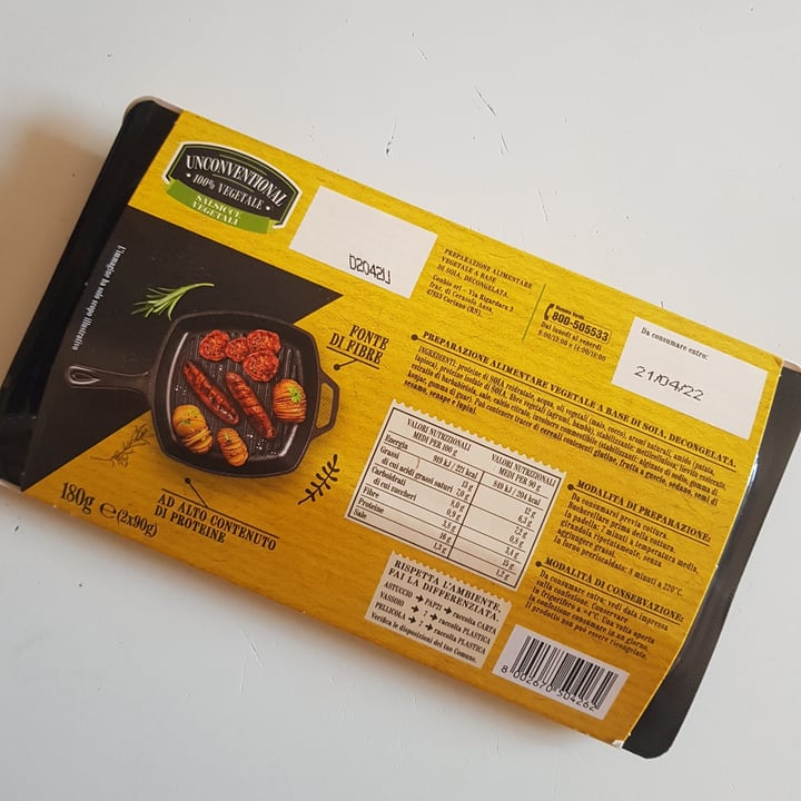 photo of Unconventional Salsicce Vegetali - Sausages shared by @manuelalmp on  08 Apr 2022 - review