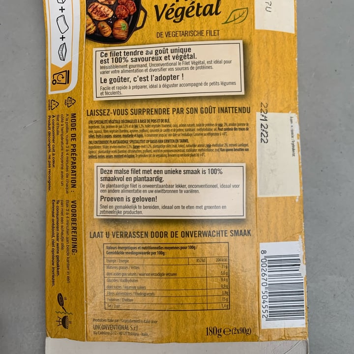 photo of Unconventional Filetti Vegetali 0% Pollo 100% Gusto - Plant Based Fillet shared by @inesr on  23 Jan 2023 - review