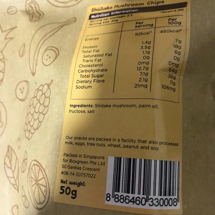 photo of Boxgreen Shiitake Mushroom Chips shared by @opheeeliaaa on  30 Oct 2019 - review