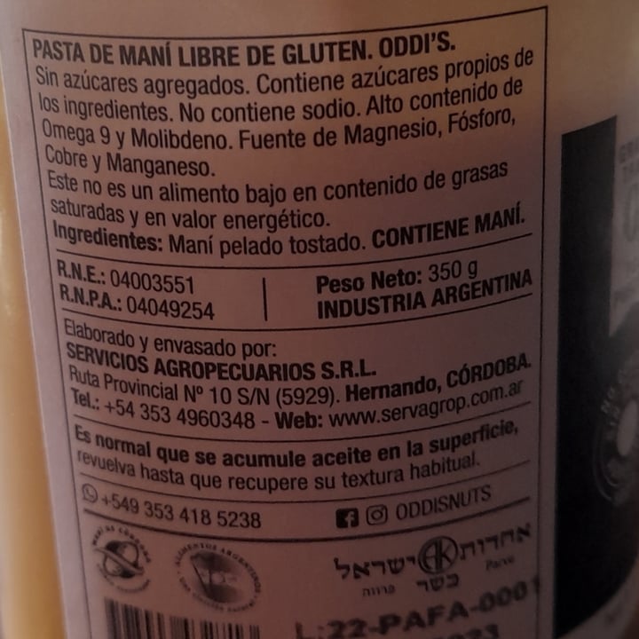 photo of Oddi’s nuts Pasta De Maní shared by @nicolita on  19 Sep 2022 - review