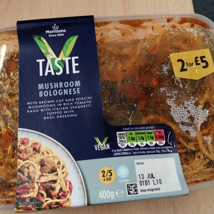 photo of Morrisons Mushroom Bolognese shared by @bunjamin72 on  09 Jul 2020 - review