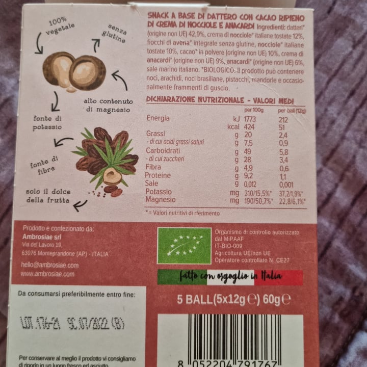 photo of Ambrosiae Energy ball choco shared by @francy82 on  12 May 2022 - review
