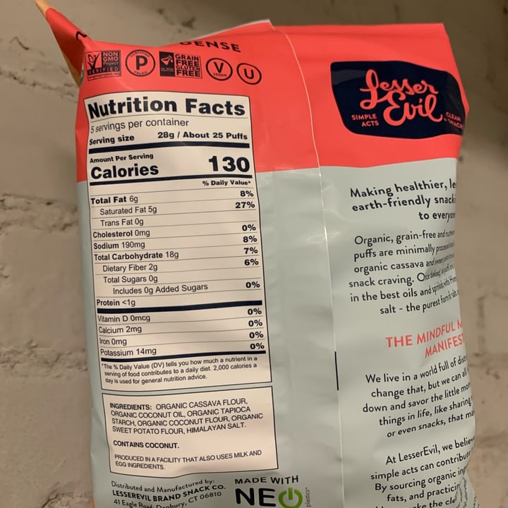 review photo of Lesser Evil Snacks Paleo puffs Himalayan pink salt shared by @zachery-woods on 13 Dec 2022 - review