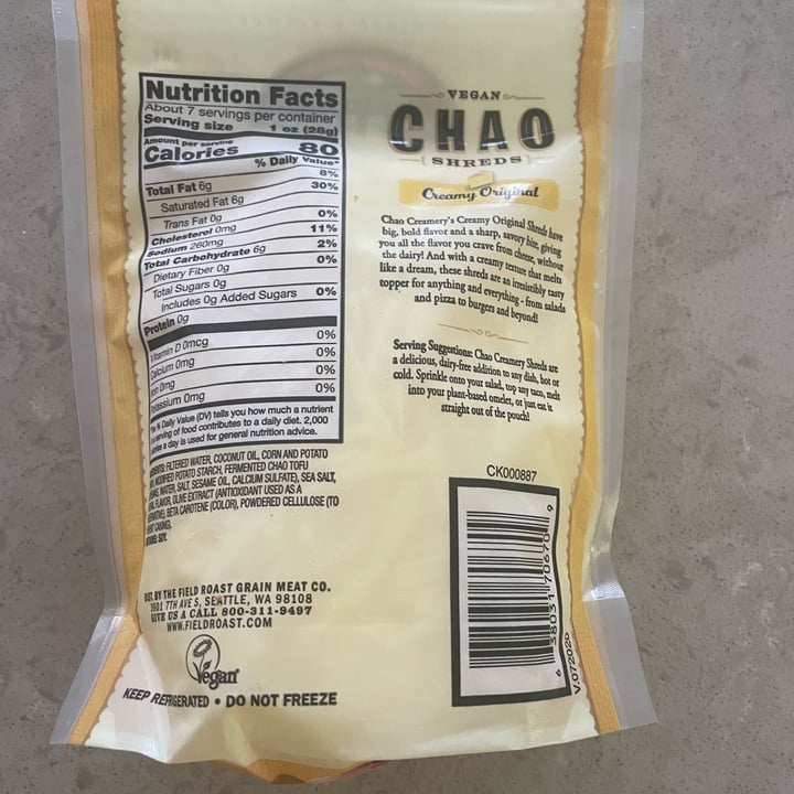 photo of Field Roast Chao Shreds Creamy Original shared by @veg4n on  06 Oct 2021 - review