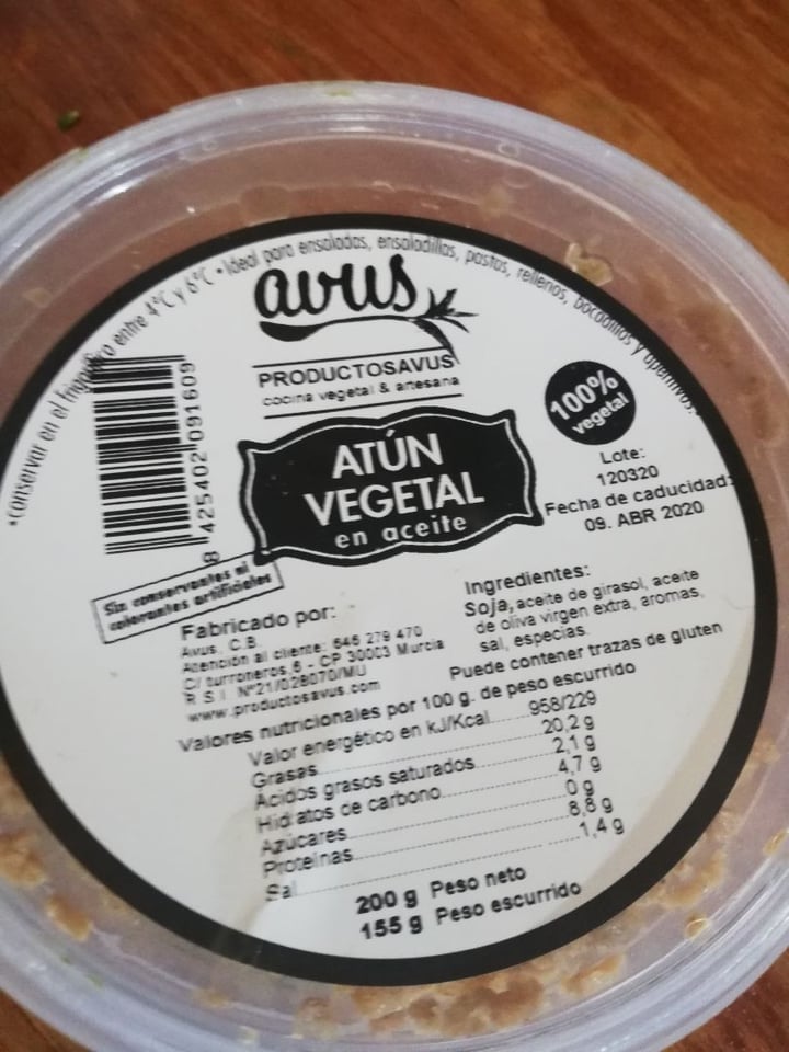 photo of Avus Atún Vegetal shared by @lexidrina on  03 Apr 2020 - review