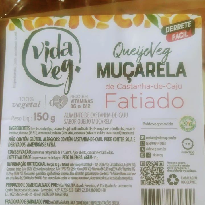 photo of Vida Veg Queijo muçarela em fatias shared by @mamagalhaes on  30 Mar 2022 - review