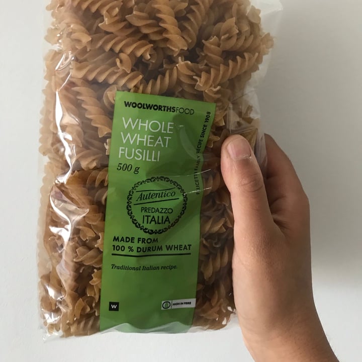 photo of Woolworths Food Wholewheat fusilli pasta shared by @plantpoweredpayalla on  14 Mar 2021 - review