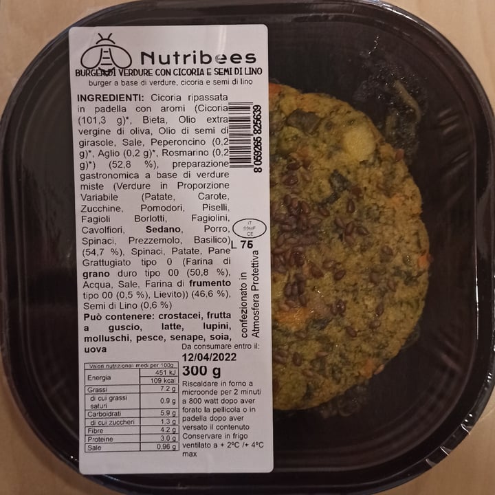 review photo of Nutribees Burger di verdure con Cicoria e semi di lino shared by @cipsi on 09 Apr 2022 - review