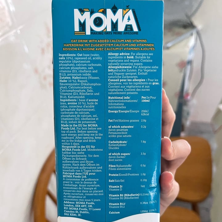 photo of MOMA Oat Barista Edition Unsweetened shared by @mel on  31 Oct 2022 - review