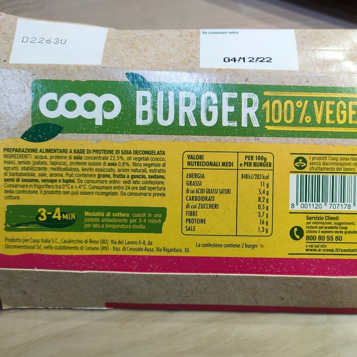 review photo of Coop Burger 100% vegetali Sucoso & Gustoso shared by @verru on 20 Nov 2022 - review