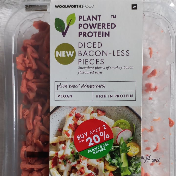 photo of Woolworths Plant Powered Diced Bacon-less Pieces shared by @ustrauss on  20 Nov 2022 - review