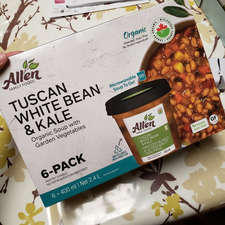 photo of Allen Family Foods Tuscan White Bean & Kale Soup shared by @tbrown on  09 Oct 2021 - review