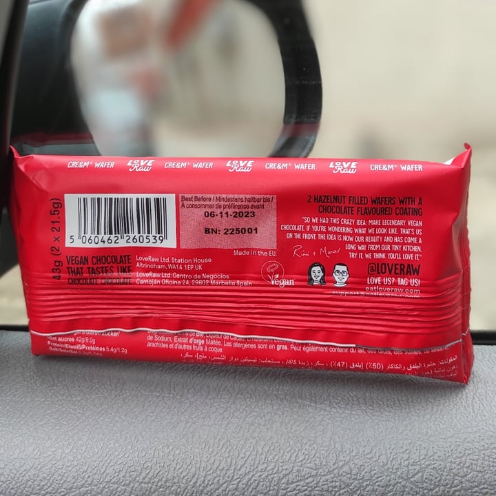 photo of LoveRaw Cre&m Filled Wafer Bars shared by @anyeth on  08 Nov 2022 - review