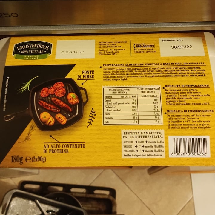 photo of Unconventional Salsicce Vegetali - Sausages shared by @chetti299 on  22 Mar 2022 - review