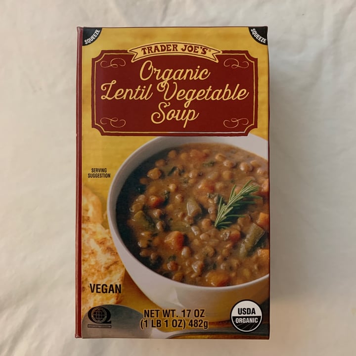 review photo of Trader Joe's Organic Lentil Vegetable Soup shared by @sandyvilletti on 29 Jan 2021 - review