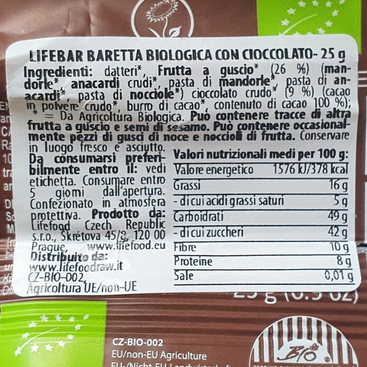 photo of Lifebar Lifebar Chocolate shared by @erikaciardiello12 on  26 May 2022 - review