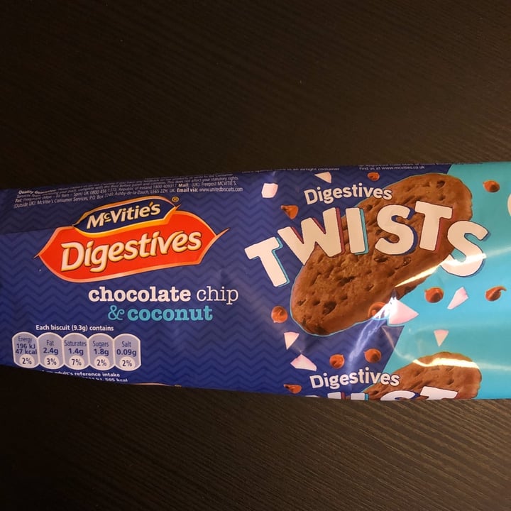 photo of McVitie's Digestive Twists Chocolate Chip & Coconut shared by @veganlisag on  07 Jan 2020 - review