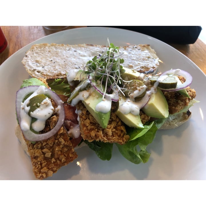 photo of Kaylee's Eatery Avo schnitzel sandwich shared by @plainladyjane on  29 Aug 2022 - review