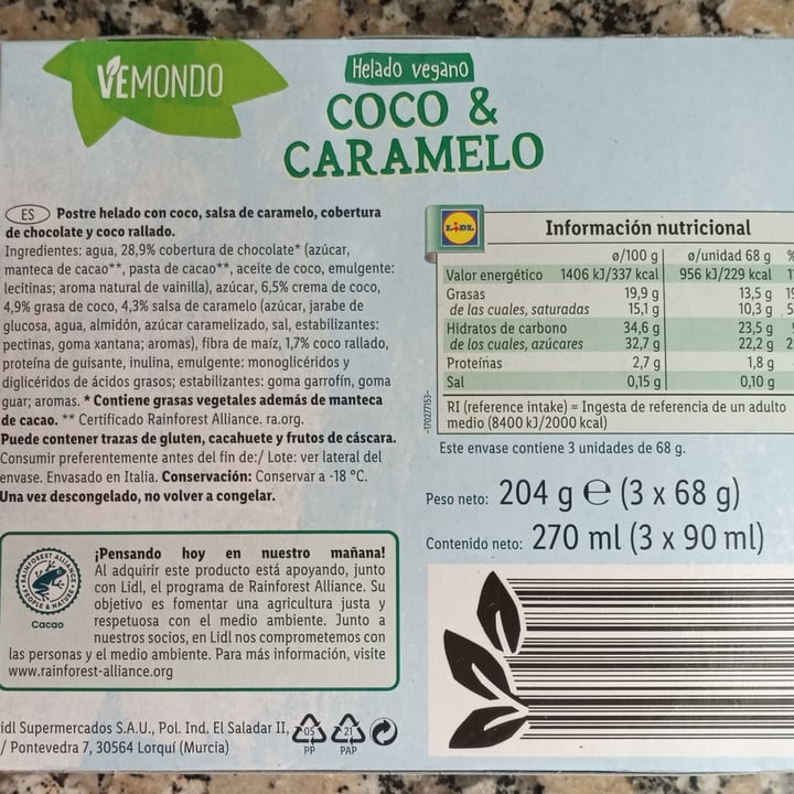 photo of Vemondo Helado Vegano Coco & Caramelo shared by @titoherbito on  31 May 2021 - review