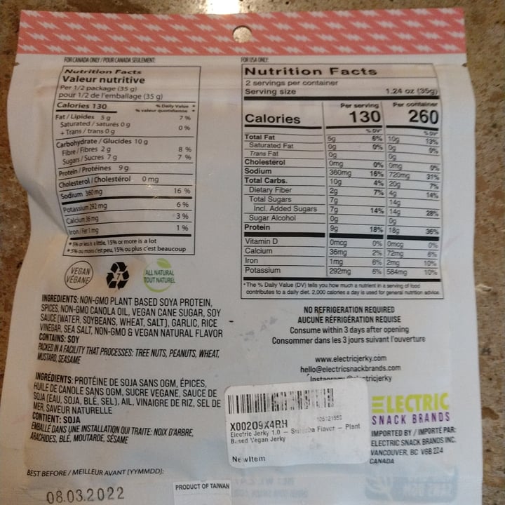 photo of Electric Jerky Sriracha Plant Based Jerky shared by @mynameislisa on  13 Mar 2021 - review