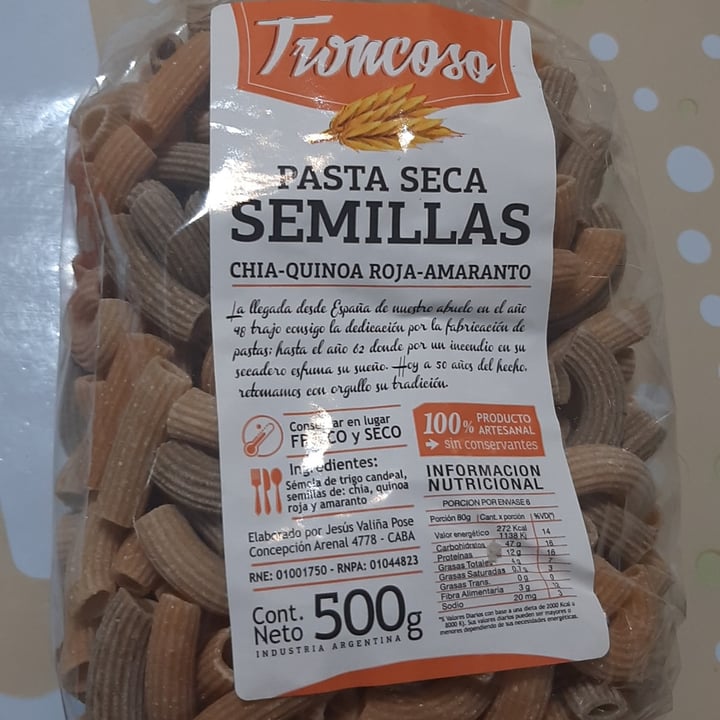 photo of Troncoso Pasta Seca Semillas Quinoa Roja ,Chia Amaranto shared by @dantete on  05 Oct 2021 - review