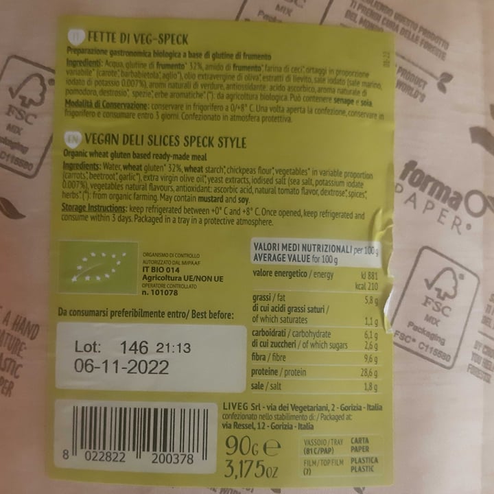 review photo of Liveg Fette di veg-speck shared by @suanni on 18 Sep 2022 - review