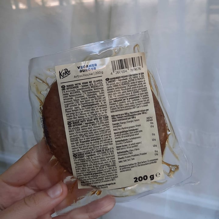 review photo of Koro Veganer burger Carciofi shared by @noemissioni on 02 Nov 2022 - review