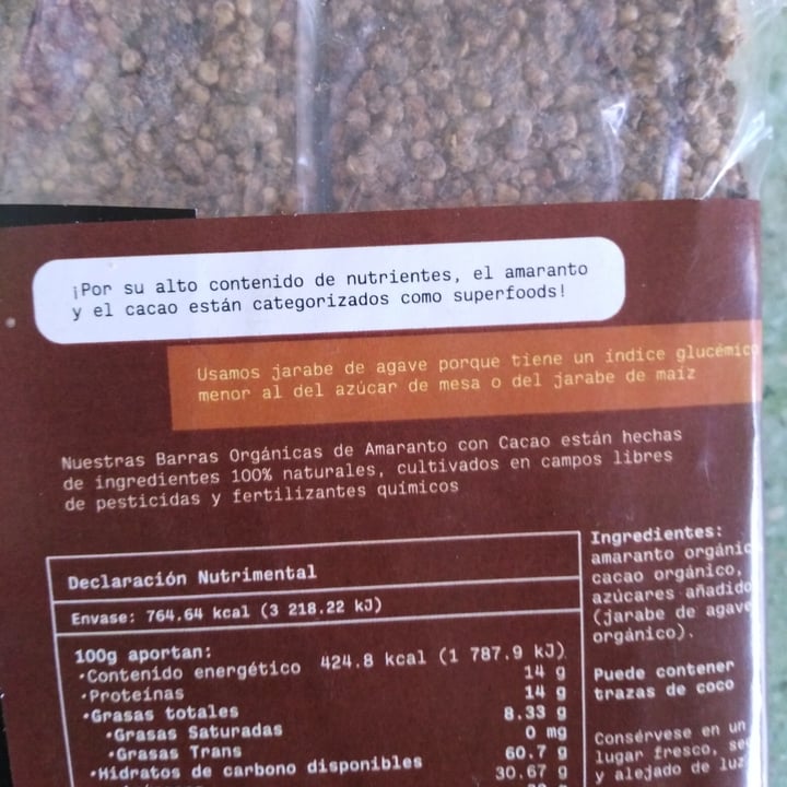 photo of YEMA Barras orgánicas de amaranto con cacao shared by @esmeraldasibaj on  23 Nov 2021 - review