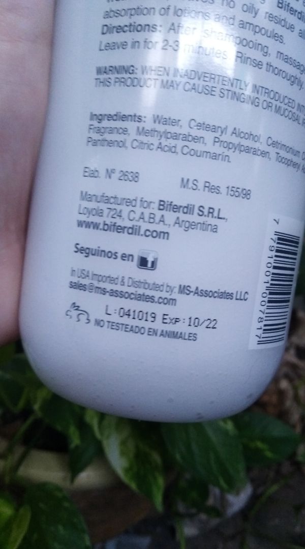 photo of Biferdil Balsam Vitaminado (Apto Para Rulos) shared by @sofidamelio on  08 Mar 2020 - review